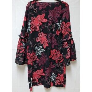 Summer Junarose Bell Sleeve Floral Midi Dress Cottage Core Relaxed Sz 12 PO Exc